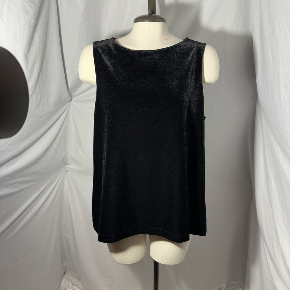 CHICOS Travelers Collection Black Velvet Sleeveless Stretch Tank Top 2 (L/XL)